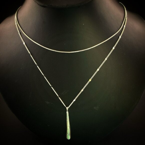 Jenny Bird Necklace Layered Minimalist Silver Plated Modernist Pendant - Picture 1 of 10